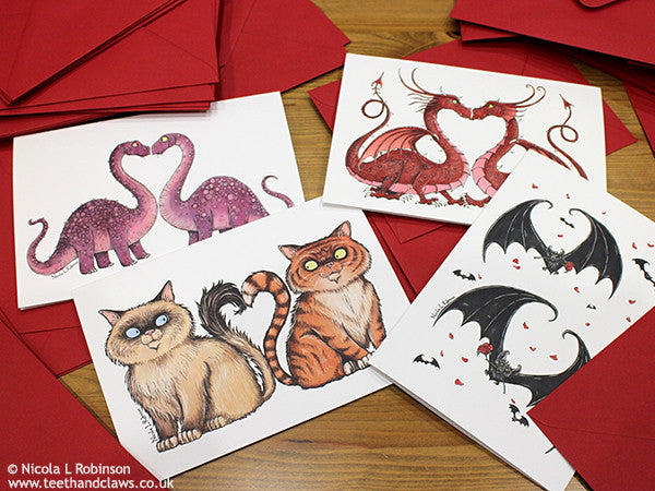 Alternative Valentine Cards © Nicola L Robinson www.teethandclaws.co.uk