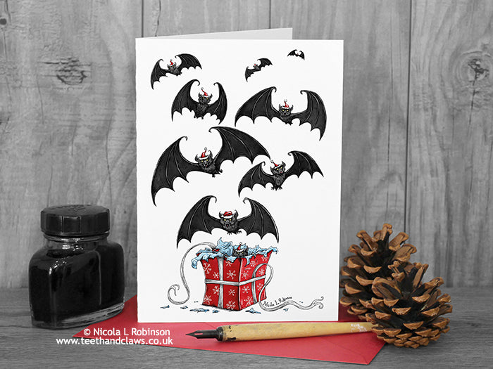 Gothic Bat Christmas Cards © Nicola L Robinson | Teeth and Claws