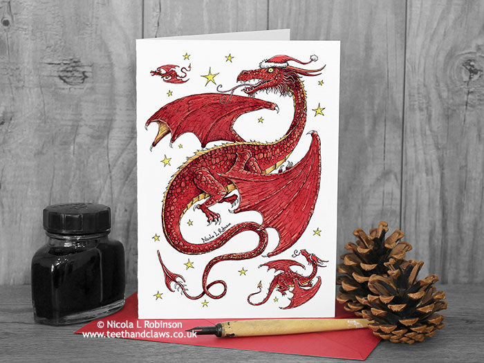 Dragon Christmas Card © Nicola L Robinson | Teeth and Claws