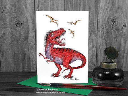 Tyrannosaurus Card © Nicola L Robinson | www.teethandclaws.co.uk