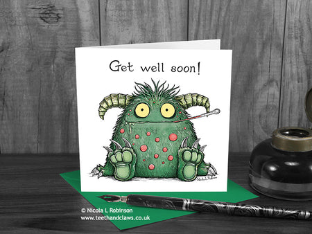 Monster Get Well Soon Card © Nicola L Robinson | Teeth and Claws
