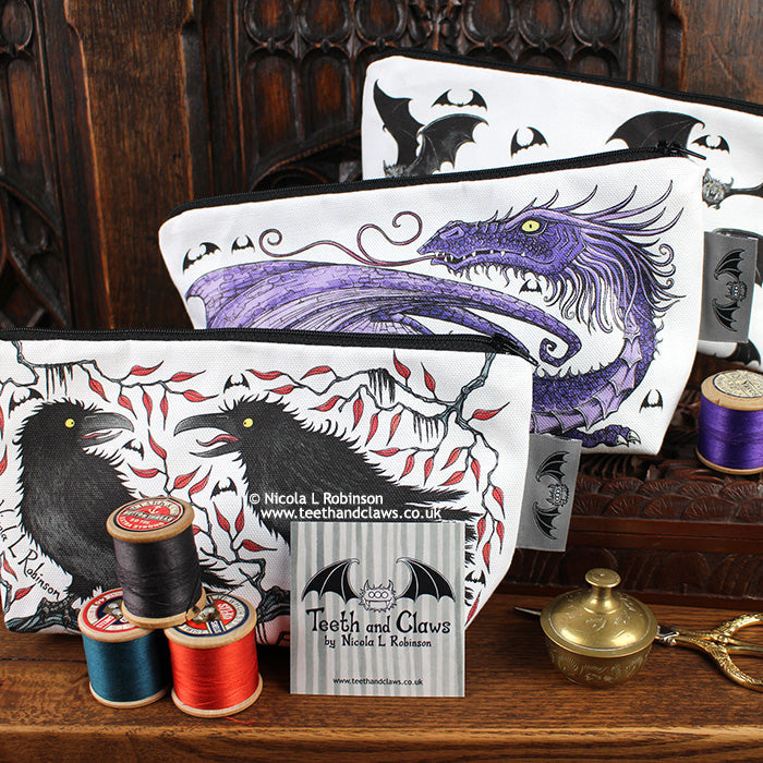 Gothic Cosmetic Bags Pencil Case © Nicola L Robinson | Teeth and Claws | All rights reserved