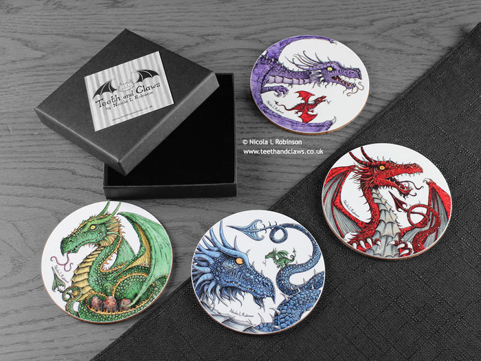 Dragon Coaster set © Nicola L Robinson www.teethandclaws.co.uk
