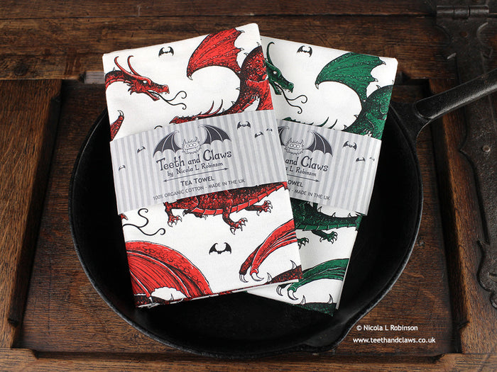 Gothic Organic Cotton Tea Towels © Nicola L Robinson | Teeth and Claws