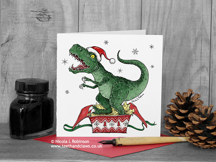 Dinosaur Christmas Cards © Nicola L Robinson | Teeth and Claws