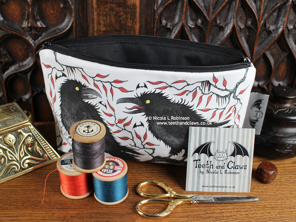 ニーチェ / CROWS Gothic Crows Cosmetic Bag - Crow Pencil Case - Made in the UK