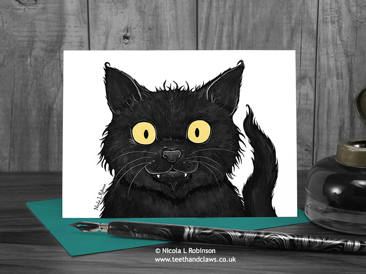 Cat Card - Black Cat © Nicola L Robinson | Teeth and Claws
