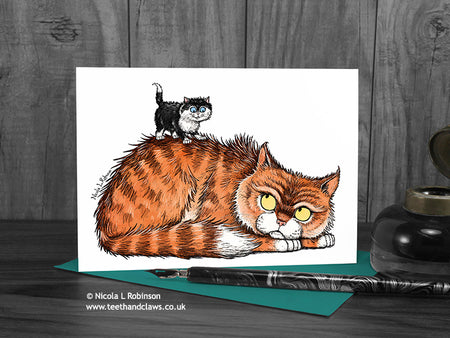 Cat Card - Tom Cat and Kitten © Nicola L Robinson | Teeth and Claws