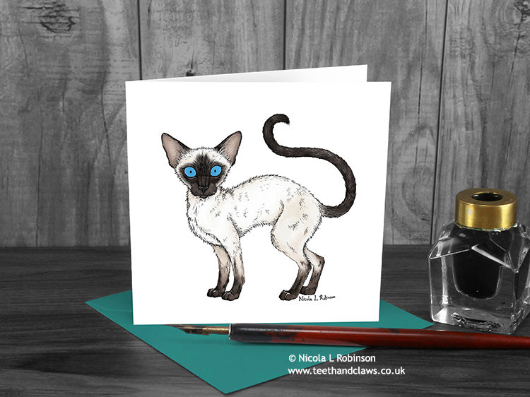Siamese Cat Greeting Card © Nicola L Robinson | Teeth and Claws