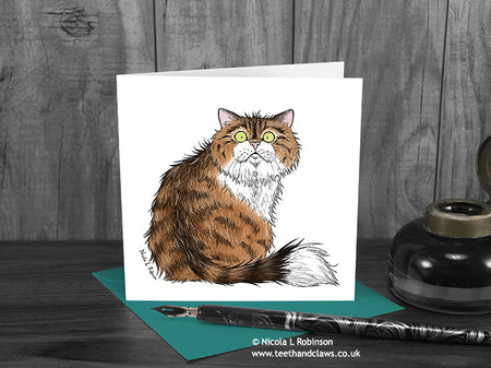 Tabby Cat Sorry Greeting Card © Nicola L Robinson | Teeth and Claws
