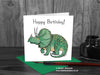 Dinosaur Happy Birthday Card - Triceratops © Nicola L Robinson | Teeth and Claws