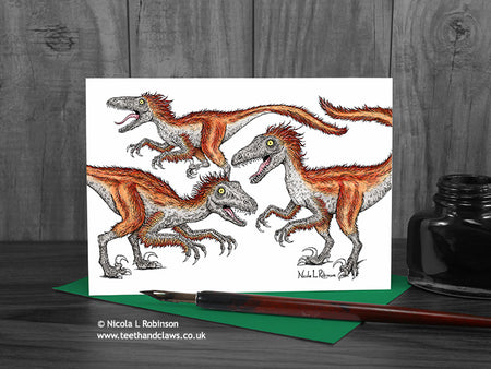 Deinonychus Card © Nicola L Robinson | www.teethandclaws.co.uk