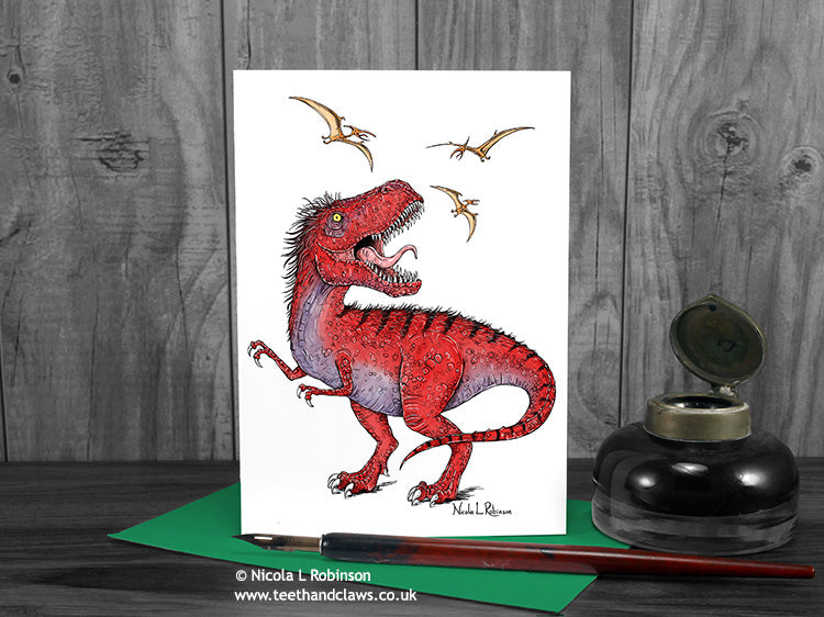 Tyrannosaurus Card © Nicola L Robinson | www.teethandclaws.co.uk