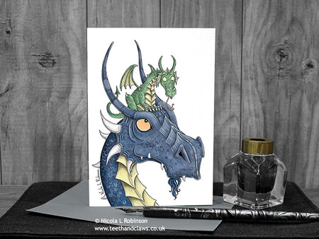 Dragon Dad Greeting Card - Fathers Day © Nicola L Robinson | Teeth and Claws