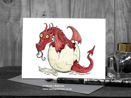 Red Dragon New Baby Card © Nicola L Robinson | Teeth and Claws