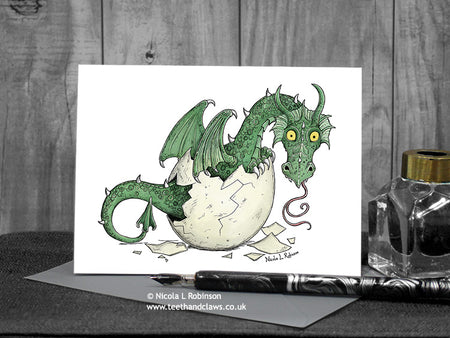 Green Dragon New Baby Card © Nicola L Robinson | Teeth and Claws