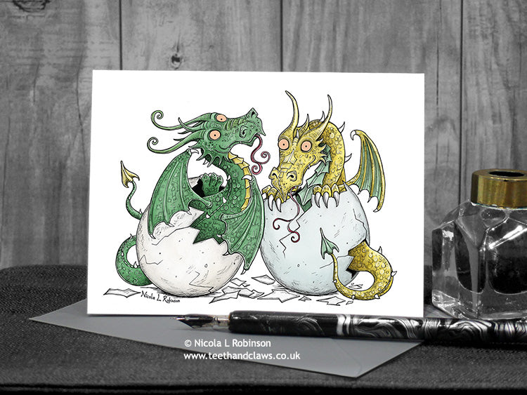 Dragon Greeting Card - Baby Dragons © Nicola L Robinson | Teeth and Claws