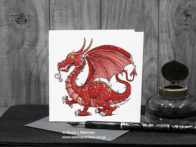 Welsh Dragon Greeting Card © Nicola L Robinson | Teeth and Claws
