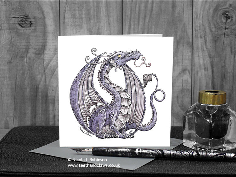 Lilac Dragon Greeting Card © Nicola L Robinson | Teeth and Claws