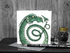 Green Celtic Spiral Dragon Greeting Card © Nicola L Robinson | Teeth and Claws