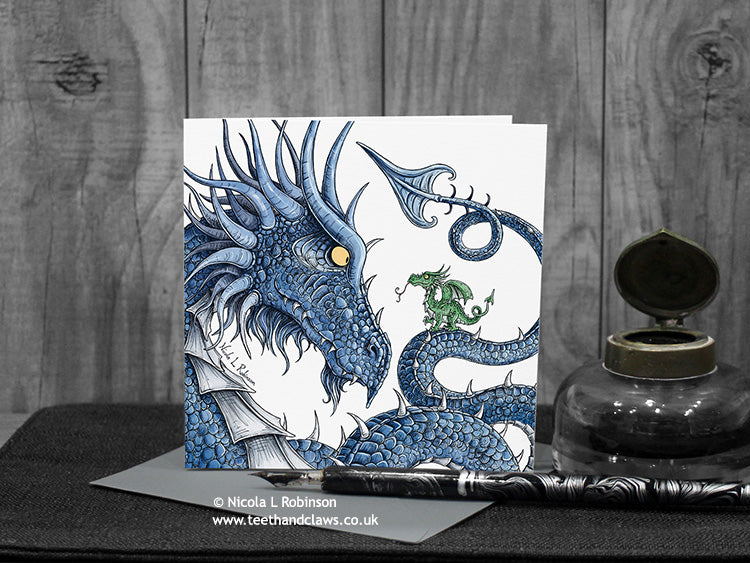 Blue Dragon Card © Nicola L Robinson | Teeth and Claws