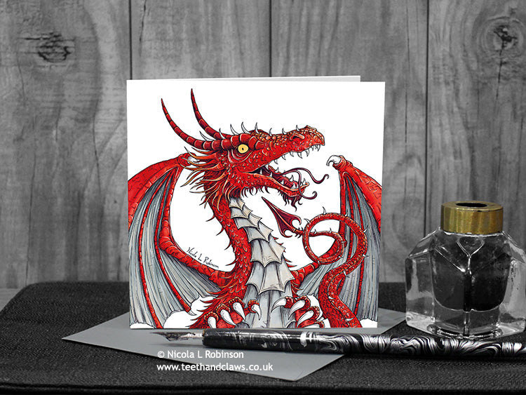 Roaring Dragon Card © Nicola L Robinson | Teeth and Claws