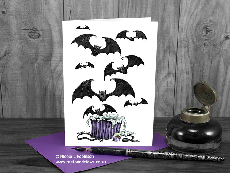 Bat Birthday Card © Nicola L Robinson | Teeth and Claws