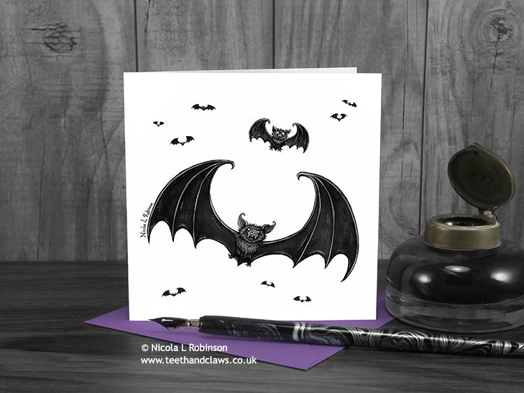 Gothic Bat Mother's Day / New Baby Card © Nicola L Robinson | Teeth and Claws