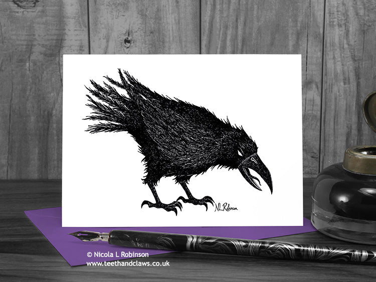 Crow Post Card Inky Crow Greeting Card - Gothic Crow Card for All Occasions | Teeth ...