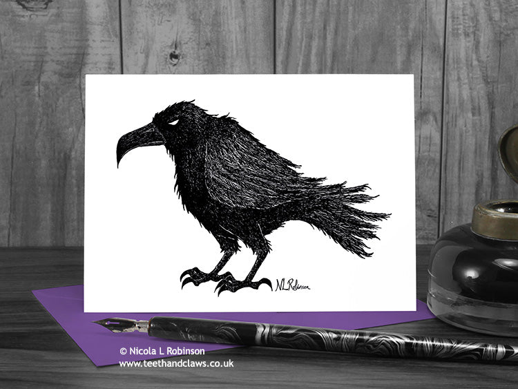 Crow Post Card Inky Crow Greeting Card - Gothic Crow Card for All Occasions | Teeth ...