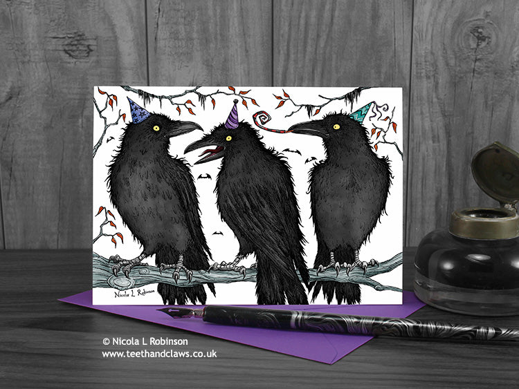 Crows Birthday Card - Teeth and Claws © Nicola_L_Robinson