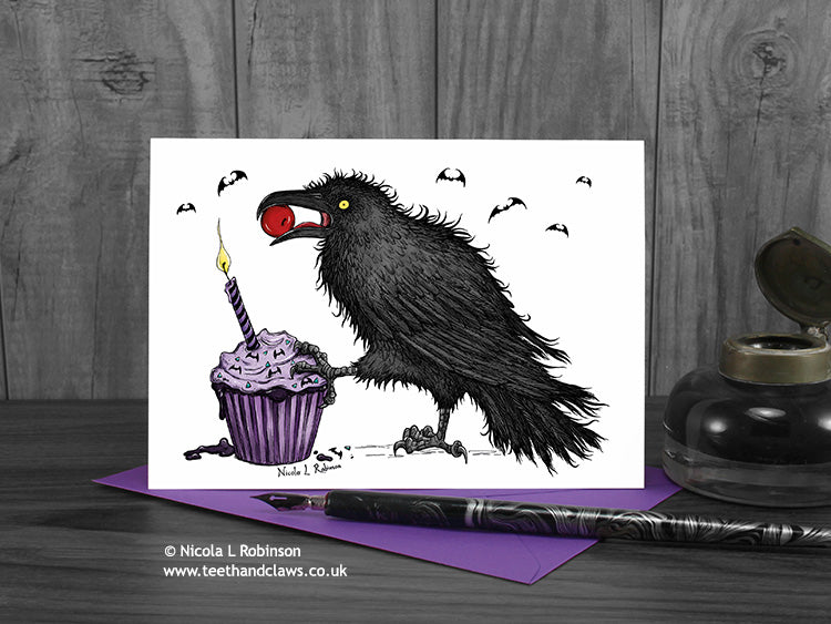 Raven Birthday Card - Gothic Crow & Raven Card | Teeth and Claws– Teeth ...
