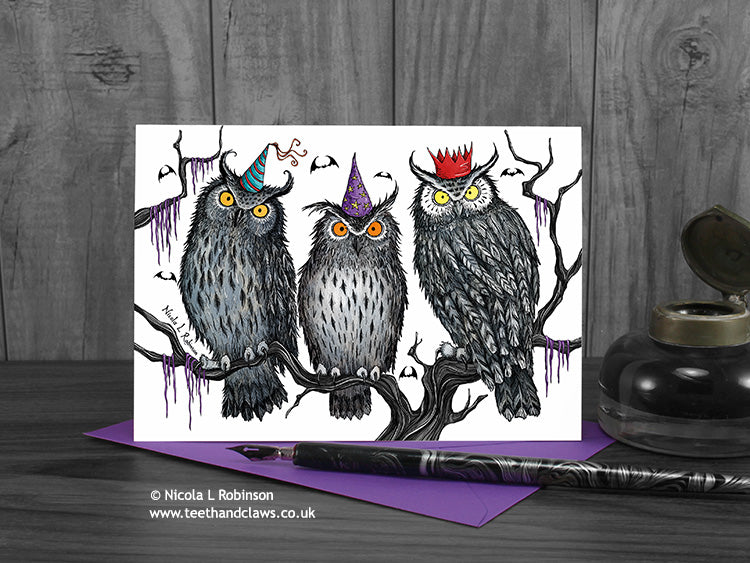 Owls Birthday Card - Teeth and Claws © Nicola_L_Robinson