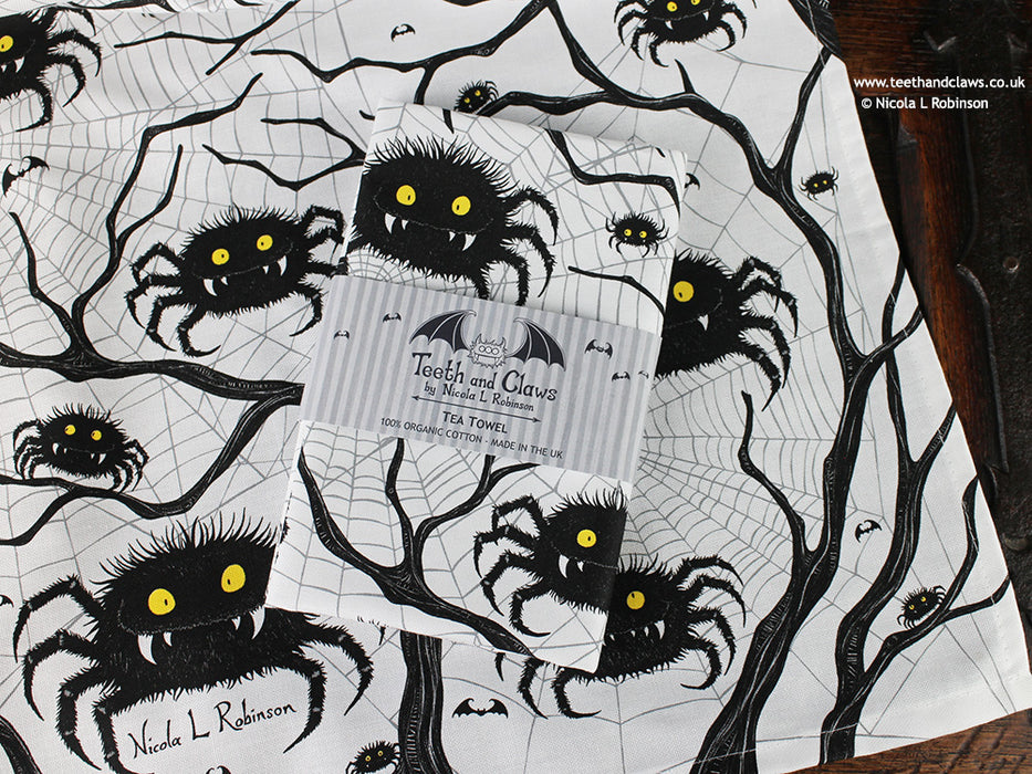 Spiders Organic Cotton Tea Towel © Nicola L Robinson | Teeth and Claws