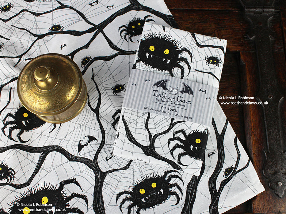 Spiders Organic Cotton Tea Towel © Nicola L Robinson | Teeth and Claws