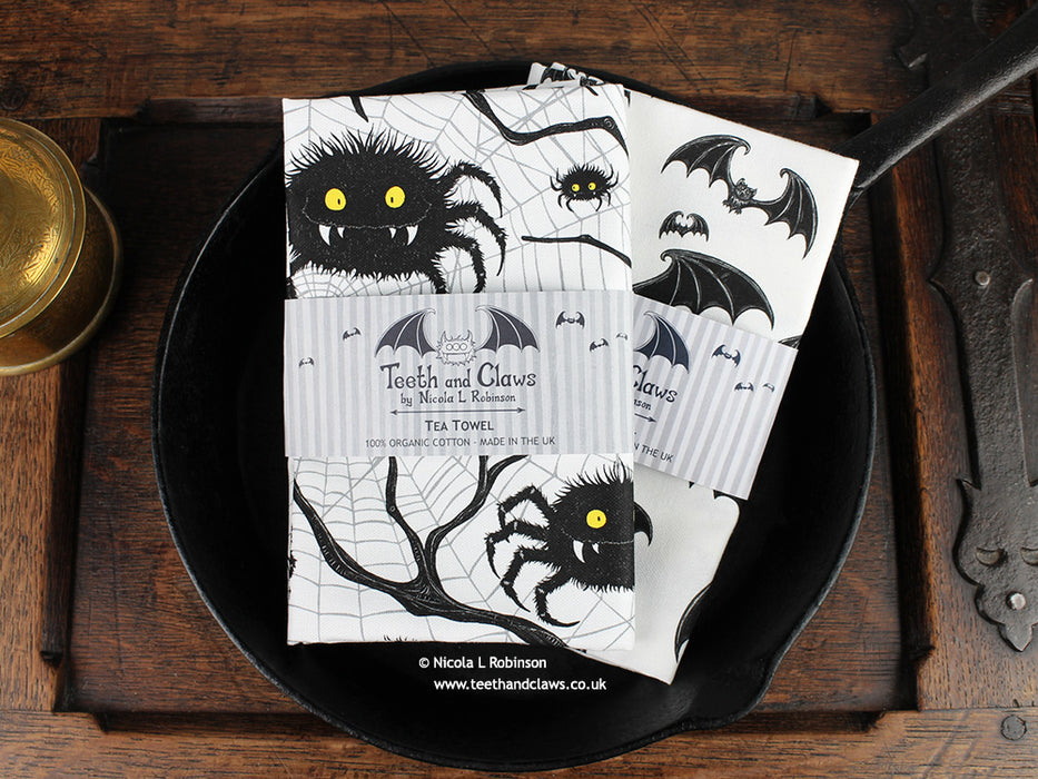 Spiders Organic Cotton Tea Towel © Nicola L Robinson | Teeth and Claws