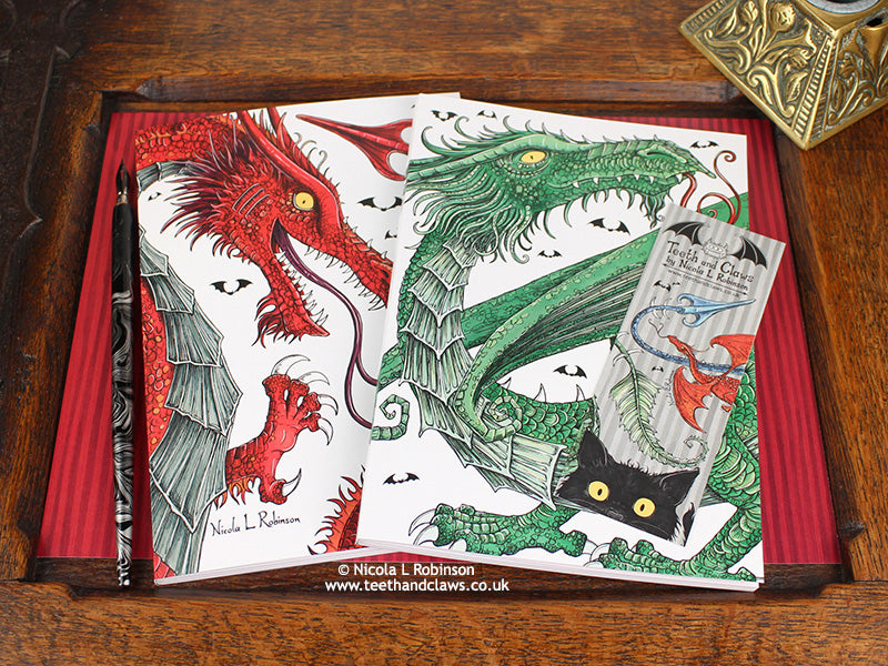 Red Green Dragon Note Books Journal Made in the UK © Nicola L Robinson | Teeth and Claws