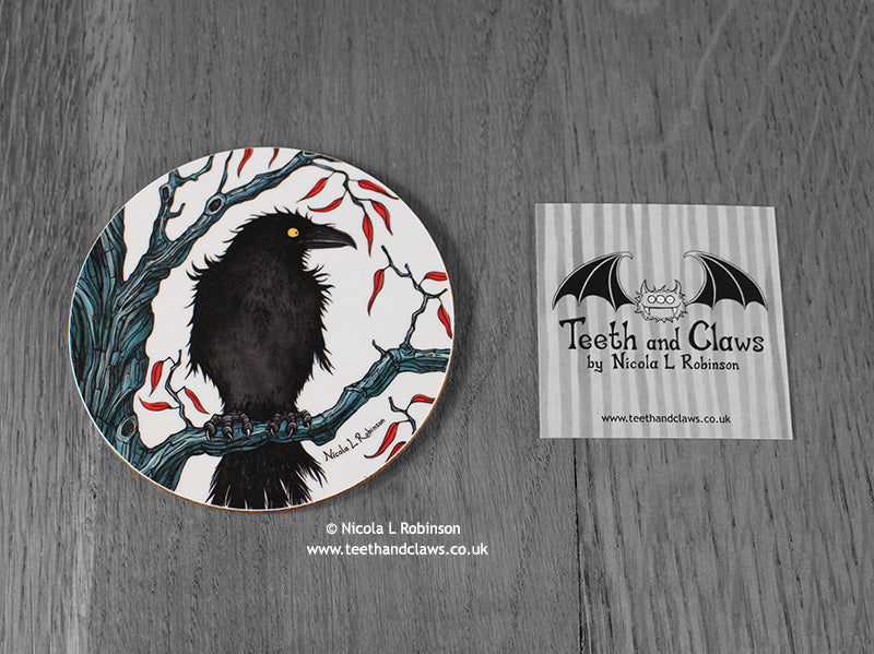 Crow Coaster 1 - Attentive Crow