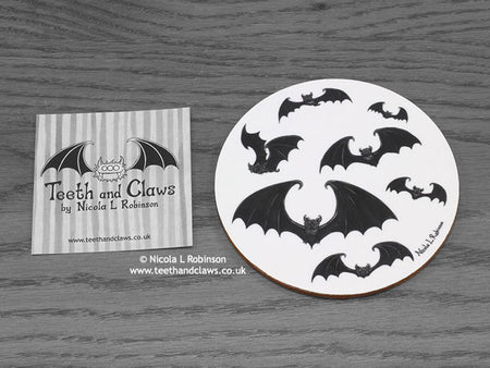 Bats Drink Coaster © Nicola L Robinson www.teethandclaws.co.uk Gift barware
