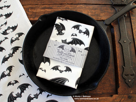Gothic Bats Organic Cotton Tea Towel © Nicola L Robinson | Teeth and Claws