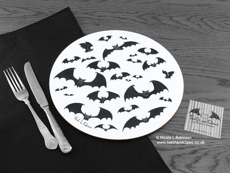 Gothic bats place mat © Nicola L Robinson | www.teethandclaws.co.uk
