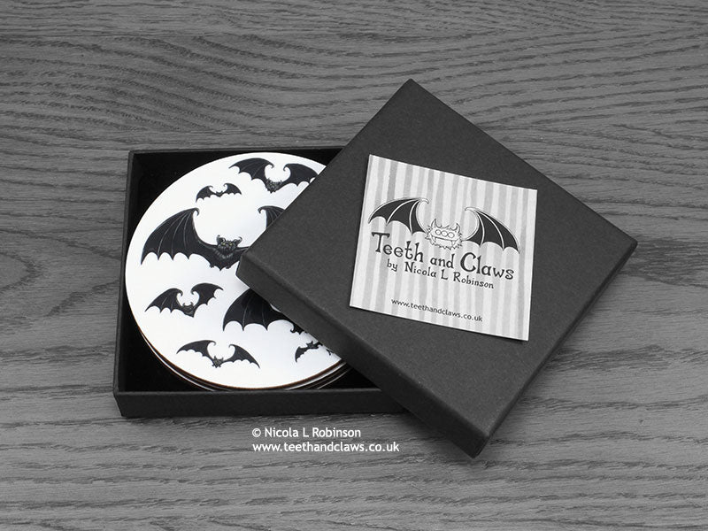Gothic Bat Coasters Box © Nicola L Robinson www.teethandclaws.co.uk