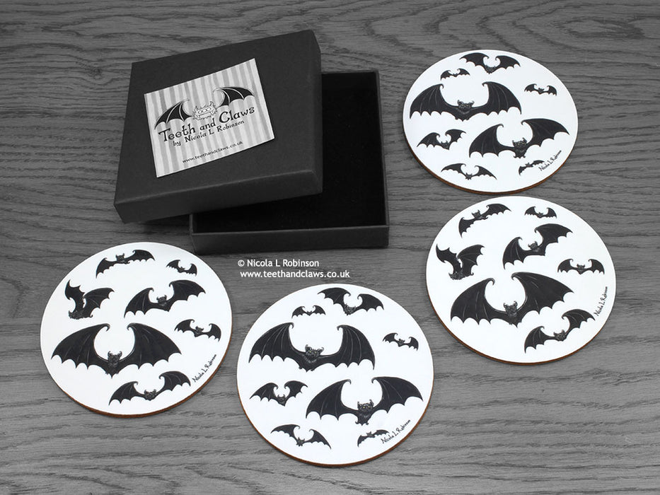 Gothic Bat Coasters © Nicola L Robinson www.teethandclaws.co.uk