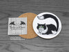 Cat Coaster - Black and white Cat © Nicola L Robinson | www.teethandclaws.co.uk