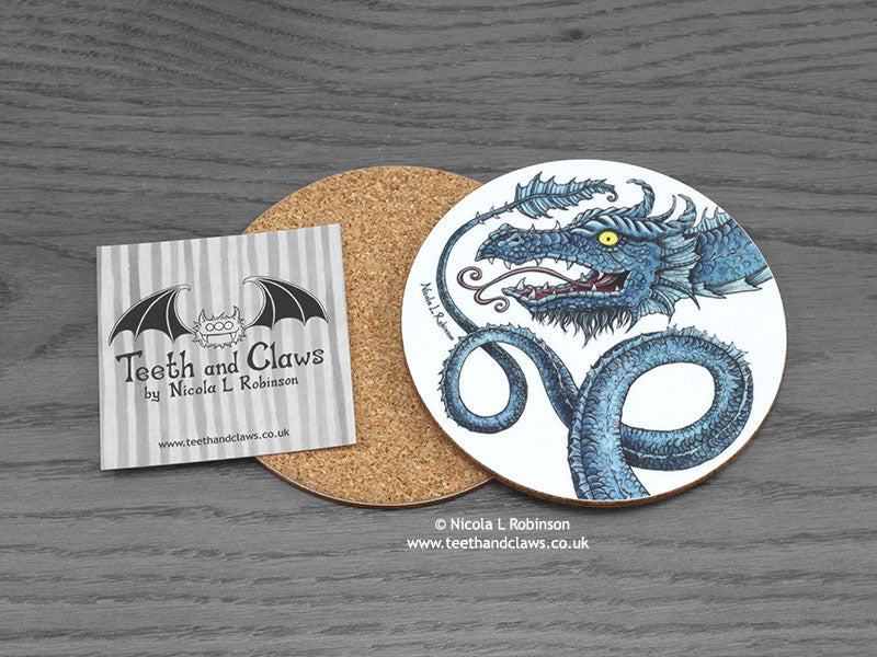 Dragon Coaster - Blue Serpent Dragons © Nicola L Robinson | Teeth and Claws www.teethandclaws.co.uk