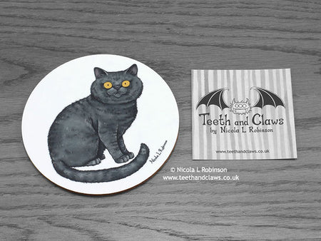 Cat Coaster - British Shorthair Cat © Nicola L Robinson | www.teethandclaws.co.uk
