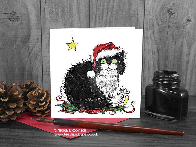 Cat Christmas Cards - Set of 6 Cat Cards © Nicola L Robinson | Teeth and Claws