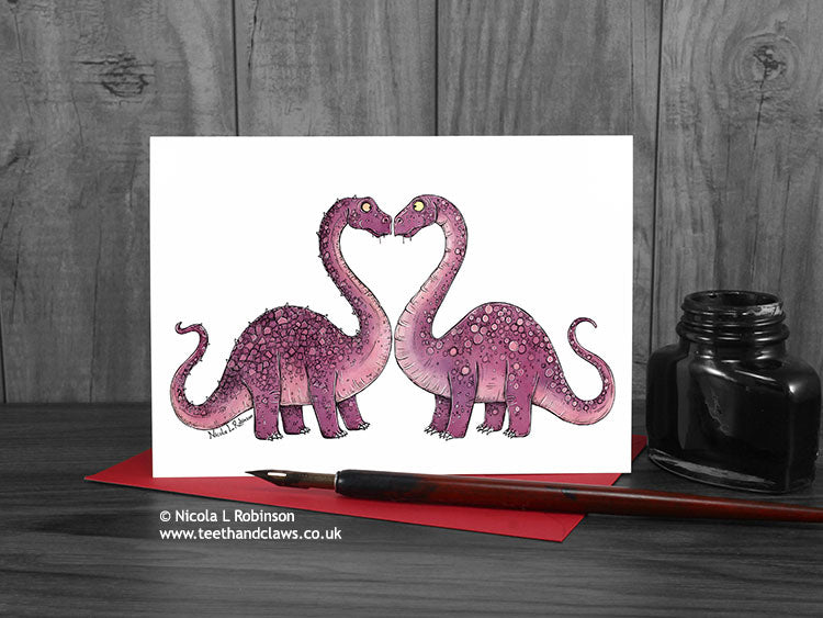 Dinosaur Valentine / Wedding / Anniversary Card © Nicola L Robinson | Teeth and Claws