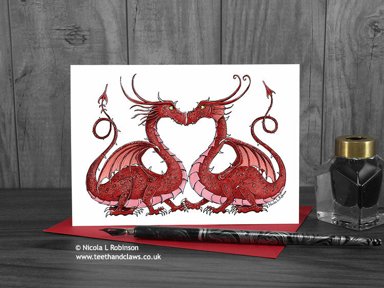 Dragon Valentine / Wedding / Anniversary Card © Nicola L Robinson | Teeth and Claws