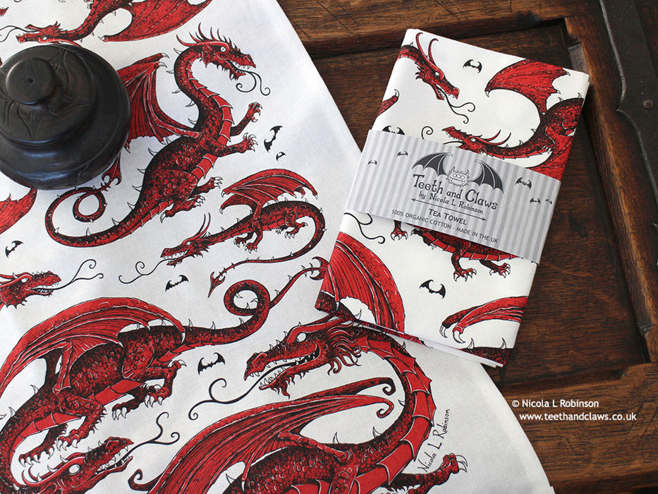 Red Dragon Dragon Claw Art Kitchen Towel Microfiber Dish Towel Tea Towel  Soft Household Super Absorbent